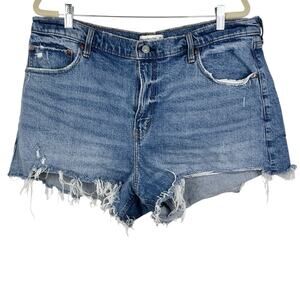 Abercrombie & Fitch High Rise 90s Relaxed Cutoff Denim Shorts 34/18